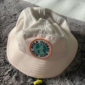 Hoka Pink Bucket Hat with Circular Patch